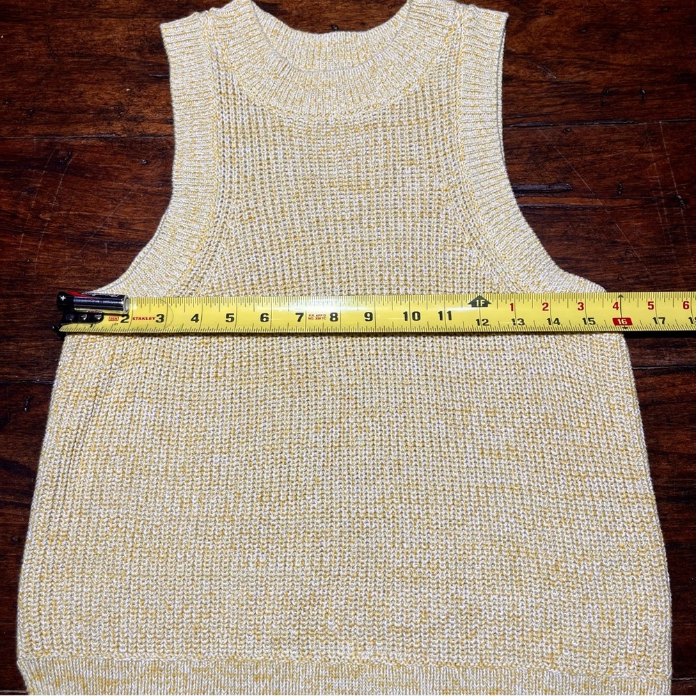 525 Women's Sz S Sleeveless Tank Yellow White Normcore Y2K Preppy Classic Modern - Picture 8 of 9